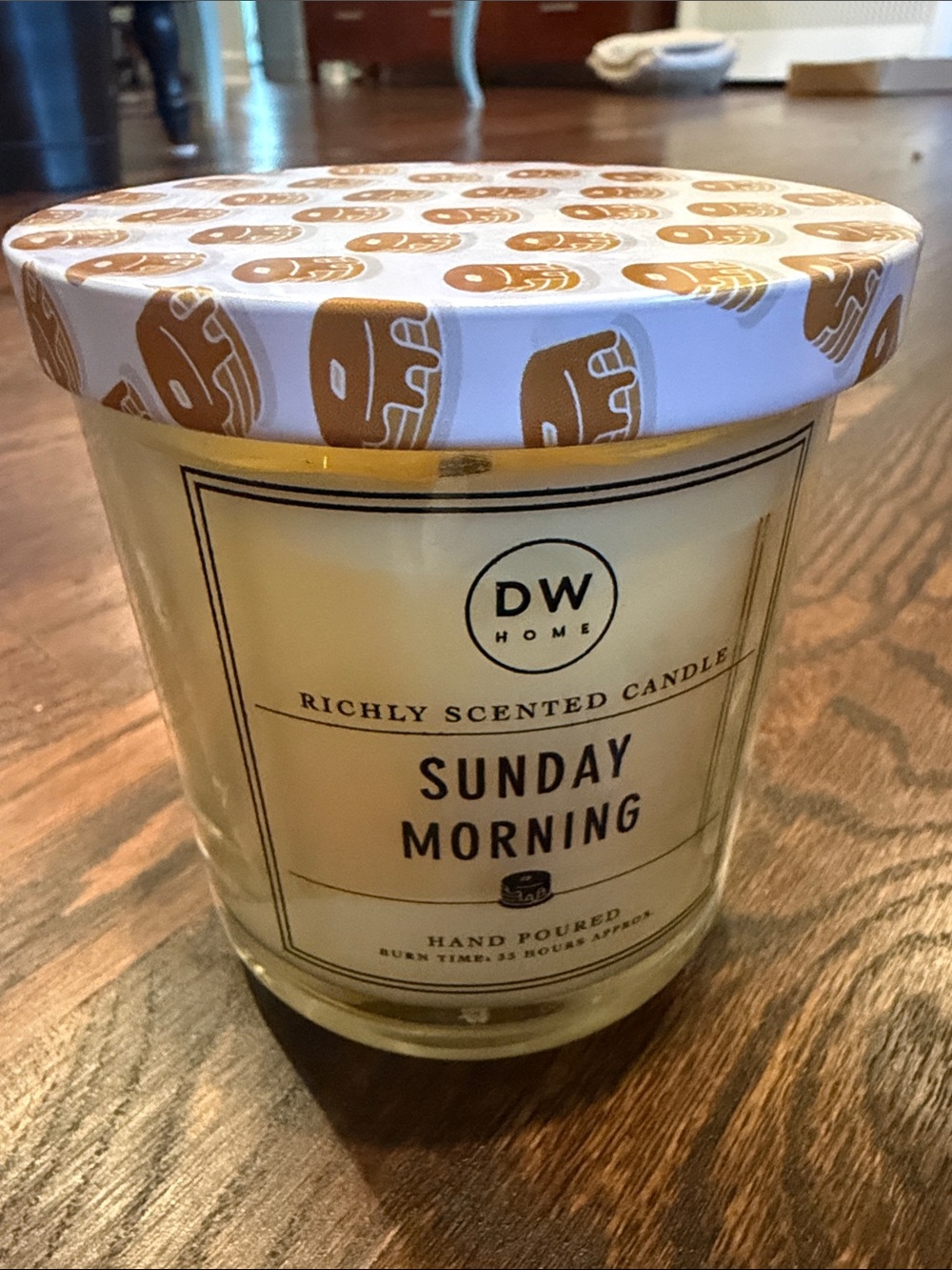 DW Home Yellow Sunday Morning Scented Candle with Patterned Lid